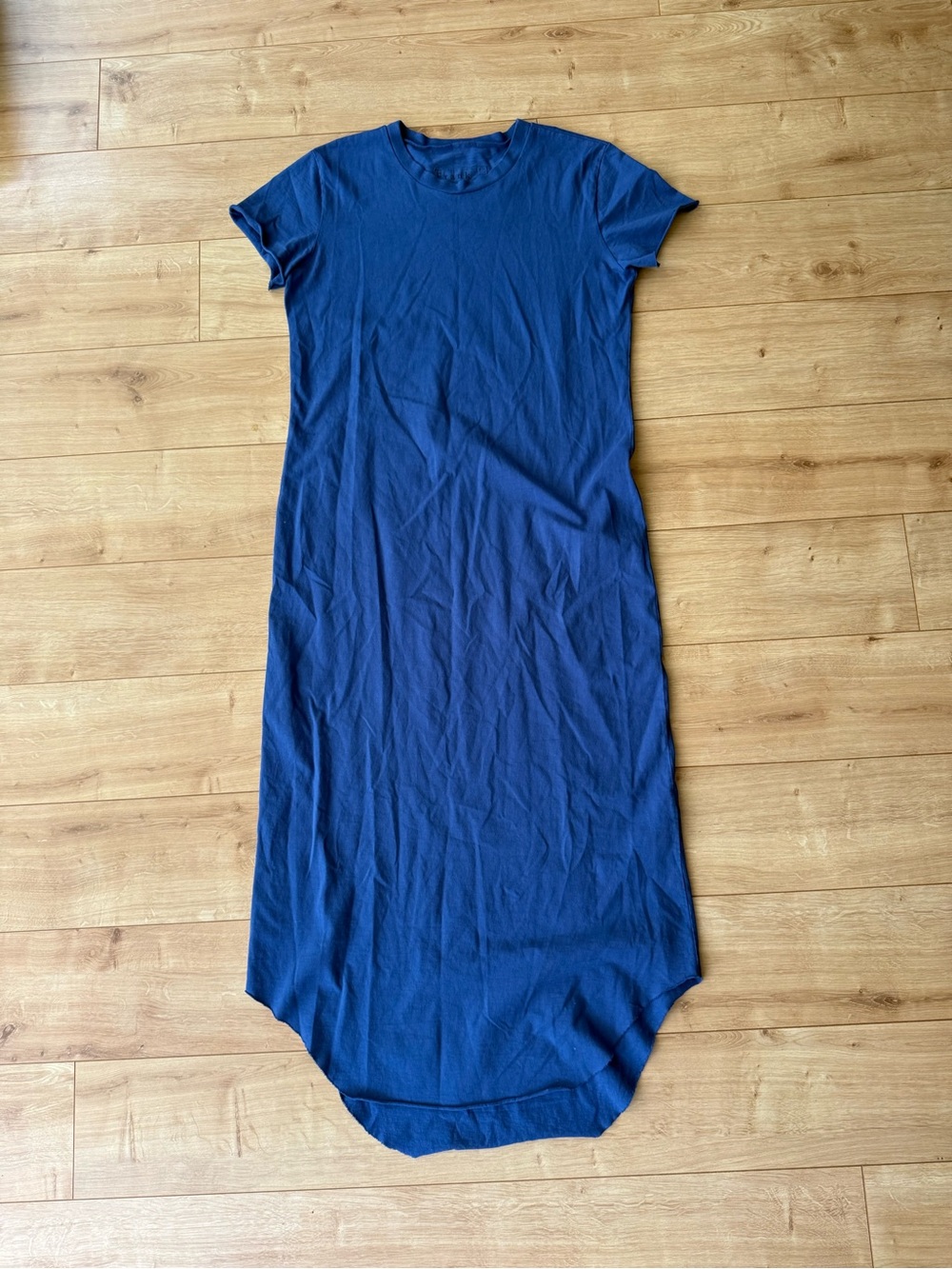 Frank & Eileen Tee Lab Blue Cotton Maxi T Shirt Dress USA Made Large